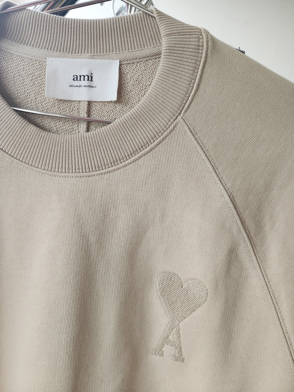 AMI Paris Alexandre Mattiussi Beige Logo Crew Neck Sweatshirt - NWOT